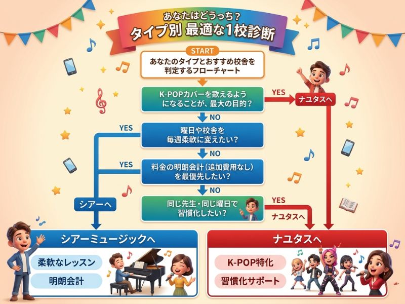 タイプ別おすすめ校舎フローチャート