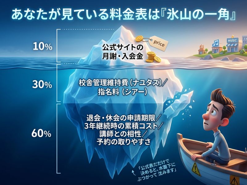 ボイトレ教室比較の「氷山」図解