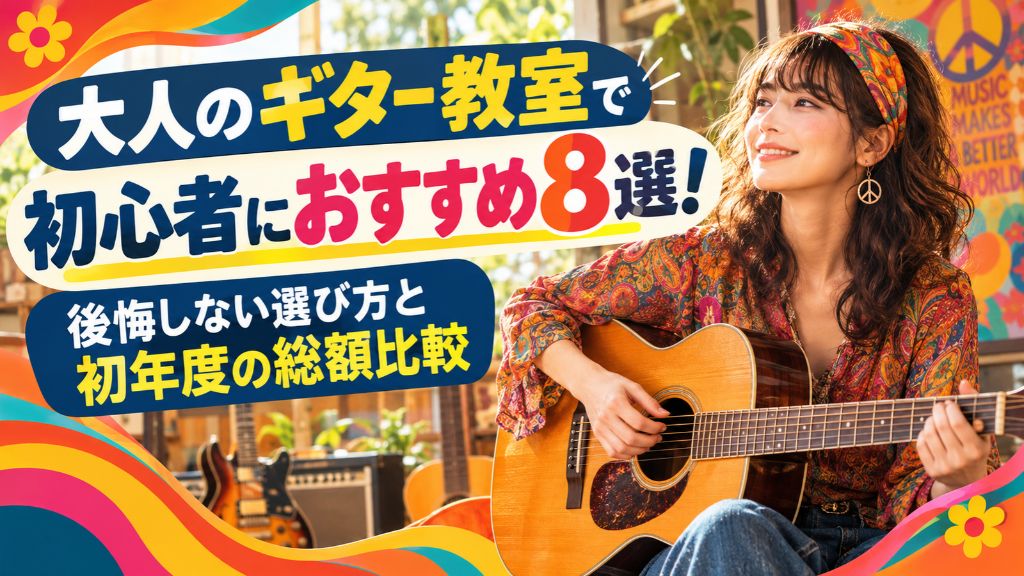 大人のギター教室で初心者におすすめ8選!後悔しない選び方と初年度の総額比較